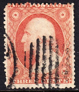 US STAMPS SCOTT #  25  WASHINGTON TYPE I  1857  HANDSTAMPED cv$180   H1792 D - Picture 1 of 2