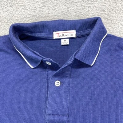 Talbots Men Soft Cotton Polo Shirt Medium Blue White Trim Golf Preppy VTG - Image 1 of 4