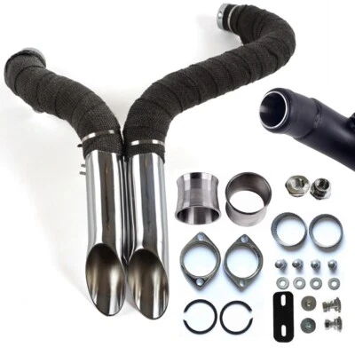 2" LAF Exhaust Pipes w/ Torque Cone for Harley Sportster Dyna Chrome Wrapped - Image 1 of 4