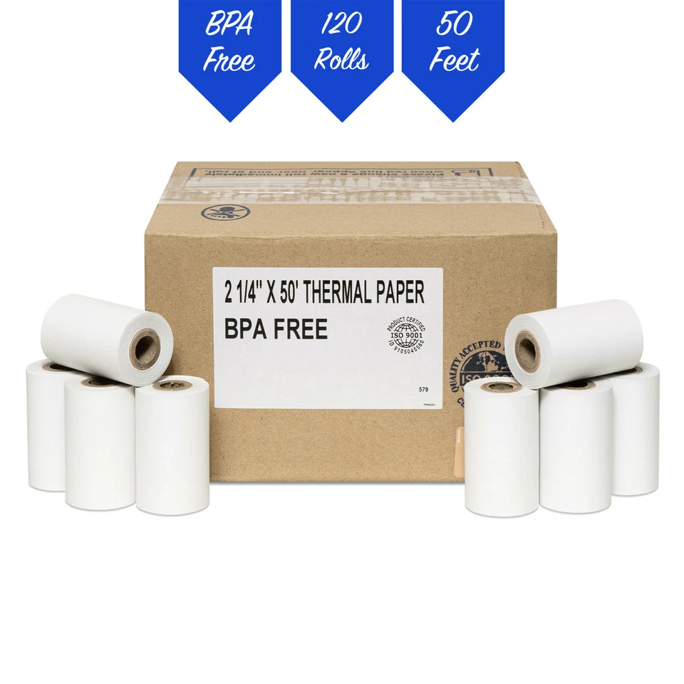 PosPaperRoll 2-1/4 inch x 50 ft Thermal Paper Roll - 50 Count
