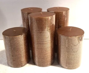 Crate and Barrel Candles Shimmer  Pillar Cooper /W Candle Holder. Lot Of 5. - Picture 1 of 10