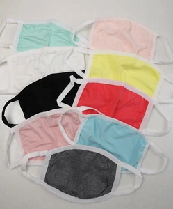 Bamboo Cotton Fabric Face Mask Choice of 9 colours Machine Washable Handmade UK - Picture 1 of 21