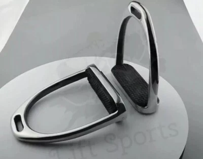 LIFT SPORTS 5" Horse Riding English Safety Stirrups Irons Polish Gloss Finish Stainless Tack