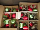 34 Vintage Christmas Ornaments Satin Wrapped Balls Bows Unbreakable Green & Red