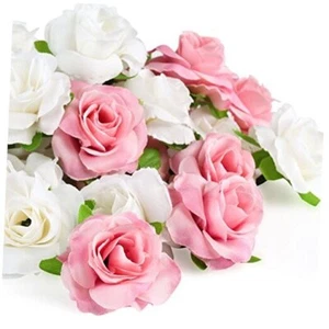 Kesoto 50pcs Mini Pink and White Roses Artificial Flowers Bulk, 1.6" Small - Picture 1 of 6
