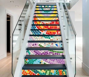 3D Rainbow Texture NA004 Stair Risers Decoration Photo Mural Decal Wallpaper Fay - Picture 1 of 6