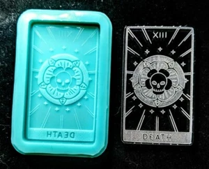 Molde de silicona grabado para cartas del tarot de la muerte brillante - cera de resina de arcilla - dije artesanal hágalo usted mismo - Imagen 1 de 3