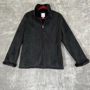 Chaqueta Croft & Barrow Mujer Mediana Negra Imitación Gamuza Acogedora Vellón Forrada Estilo - Imagen 1 de 15