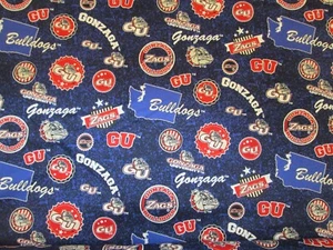 GONZAGA UNIVERSITY " MULTI DESIGN BRAND NEW 1 YARD PIECE 100% COTTON - Picture 1 of 5