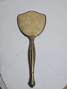 Vintage brass handheld vanity mirror Ornate Victorian 13.5" long Hand accessory - Picture 1 of 6