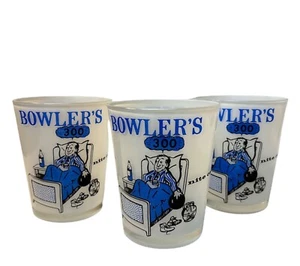 VINTAGE Bowling Glass Night Cap 300 Bowler Cocktail Highball SET OF 3 Barware - Picture 1 of 8