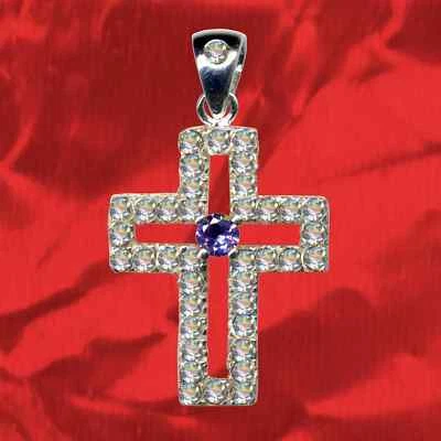  Exklusiver Kreuzanhänger Echt 925 Sterling Silber Zirkonia Strasssteine - Bild 1 von 3