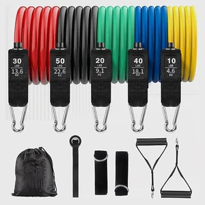 11-Piece Resistance Band Set with Handles & Door Anchor – TPE Fitness Ropes for - Picture 1 of 12