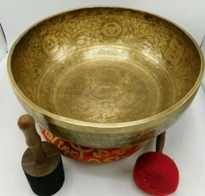 16" Dragon In-carved Singing Bowl - Beautiful Antique Singing Bowl-Meditation - Picture 1 of 11