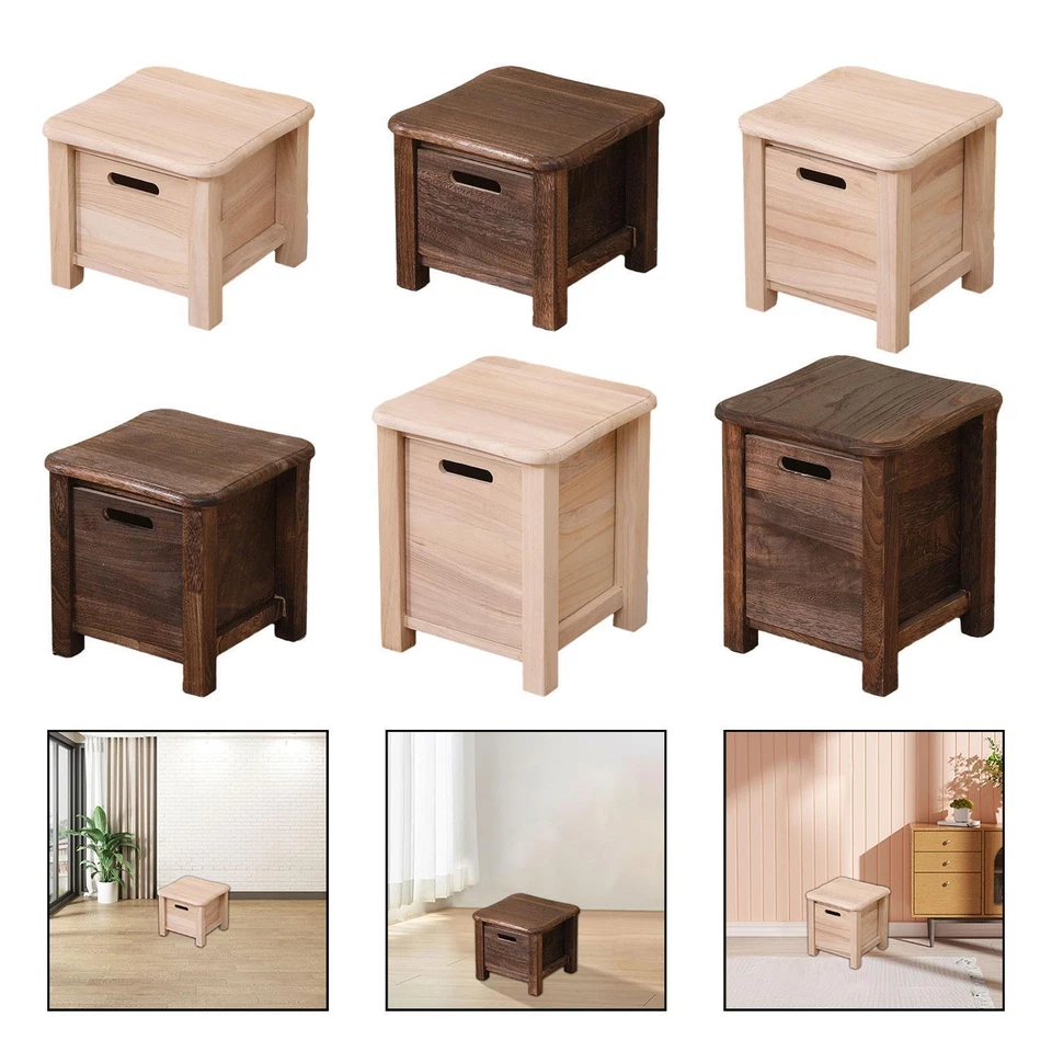 Wooden Storage Stool with Drawer Decor Space Saving Stable No Assembly Needed - Image 1 of 1
