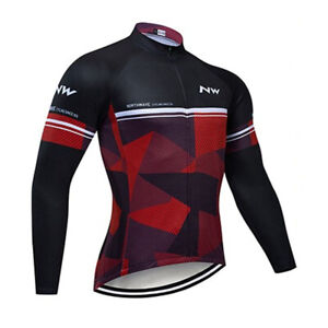 Black Red Cycling Jersey Long Sleeve Bike Road Shirt Jacket Mountain Clothing