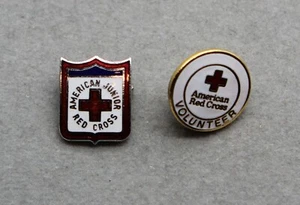 Vintage! American Red Cross Volunteer & American Junior (2) Small Enamel Pins! - Picture 1 of 2