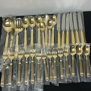 Farberware Marissa Pattern Gold Electroplate Flatware Set 30 Piece - Picture 1 of 10