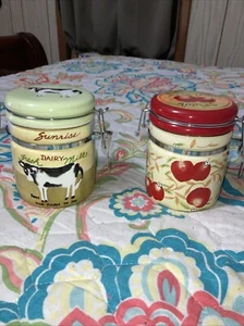 Cracker Barrel Set Of 2 Cute Sugar/Cream Crock Dispensers  - Picture 1 of 6