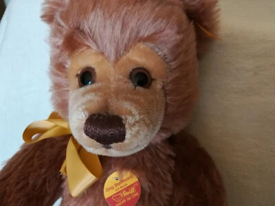 011184 Steiff Teddy Musikwerk altrosa Mohair 39cm 5fach gegliedert wNEU nur USA - Bild 1 von 4