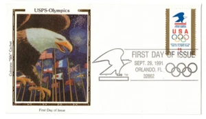 1991 $1 Olympic Stamp Colorano Silk Cachet FDC - Picture 1 of 2