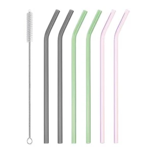 Reusable Glass Straws - 9" L x 8 mm W - Smoothie Drinking Straws for Smoothie - Picture 1 of 8