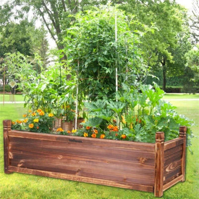 Elevated Wood Planter Garden Bed for Growing Fresh Herbs Flower Planter Box - Image 1 of 4