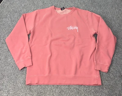 Sudadera roja descolorida XXL Stussy Basic Logo Crew para hombre Foto 1 de 4