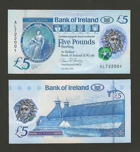 NORTHERN IRELAND 5 Pounds 2017, P-90a Bank of Ireland - Belfast, Polymer, UNC - Picture 1 of 1