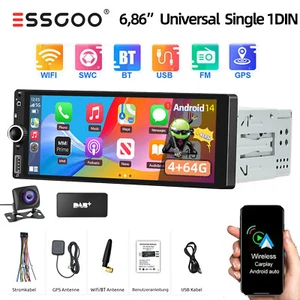 DAB+ Autoradio 1 DIN Mit Android 14 4+64G Apple Carplay Navi RDS Bluetooth WIFI - Bild 1 von 14