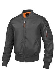 Men's Jacket PitBull MA 1 LOGO Flight Jacket 2 PitBull Bomber Jacket Graphite - Picture 1 of 12