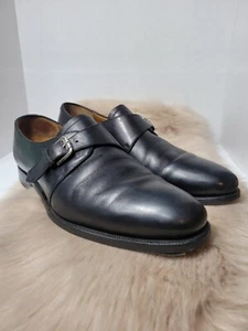 Scarpe derby uomo Ralph Lauren taglia 11 nere pelle cinturino monaco made in Italy - Foto 1 di 12