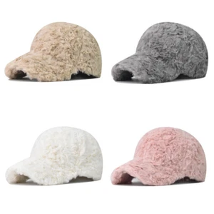 Women Warm Outdoor Thick Soft Wool Hats Winter Fleece Curved Brim Baseball Cap - Picture 1 of 19