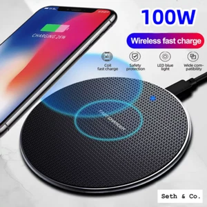 100W Fast Wireless Charger Charging Pad For Apple iPhone & Samsung - Picture 1 of 14