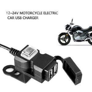Waterproof Dual USB 12V Motorcycle Bike Handlebar Charger Socket w/ Switch_WR - Picture 1 of 12