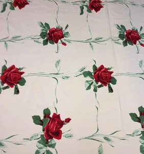 Vintage Americas Pride Red Rose Tablecloth 47x56 - Picture 1 of 14