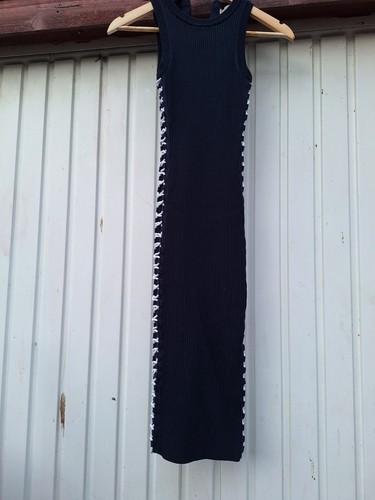 michael kors navy knit midi dress xs with side panel detail