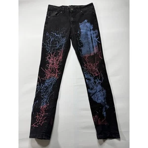 Waimea Youth Boy's Skinny Fit Paint Splatter Black Denim Jeans - Size 18 (30x29) - Picture 1 of 7