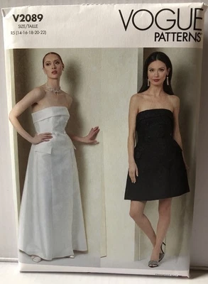 Vogue Sewing Patterns 2089 Misses Dress in Two Lengths. Sizes 14-22 New. - Image 1 of 2