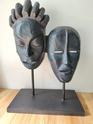 Máscara facial africana escultura estatuilla hombre tribal mujer cabeza busto resina montada Foto 1 de 4