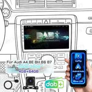 DAB+ Für Audi A4 8E 8H B6 B7 2000-09 4+64G Carplay Android 15 Autoradio NAVI USB - Bild 1 von 19