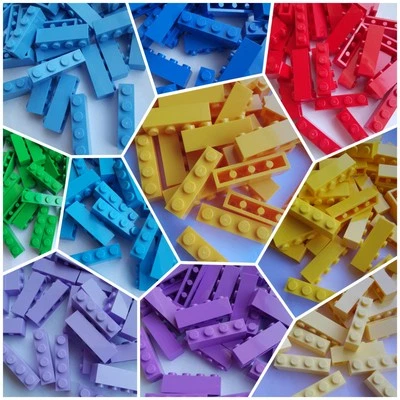 Lego® ➡️50 Stück 1x4 3010 Rot Grün Blau Gelb Lavendel Medium Blue Azur City Neu - Bild 1 von 4