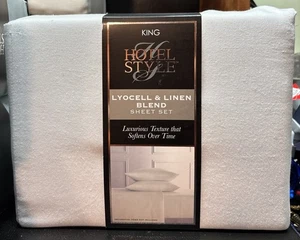 Hotelstil 4-teiliges hellbraunes Lyocell & Leinenmischung Bettwäsche Set, Kingsize-Bett, NEU - Bild 1 von 4