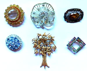 Vintage Konvolut Strass Broschen/Anstecknadeln - Bild 1 von 4