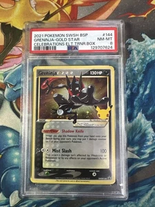 2021 Pokémon SWSH144 BSP Greninja Gold ⭐️ Celebrations Etb Promo PSA 8 HD Swirl - Picture 1 of 3