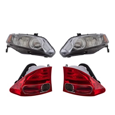 Juego de faros halógenos para Honda Civic Sedán 06-08 con cuarto de cola montado Foto 1 de 4