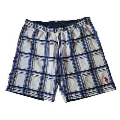 Bañador Pantalones Cortos US Polo Assn Para Hombres A Cuadros Azul Blanco Rojo Logo Talla 4XL Foto 1 de 4