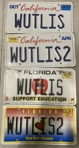 RARE LOT OF 4 FLORIDA AND CALIFORNIA LICENSE PLATE SPECIALTY LOT TITLED WUTLIS/2 - Picture 1 of 6