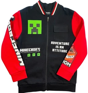 Minecraft Creeper Boys Fleece Zipper Bomber Jacket Size 9-10 yrs - Picture 1 of 12