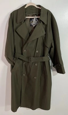 Vtg London Fog Towne Trench Coat Men 40s Double Breasted Belted Wool Plaid Liner - Image 1 of 4